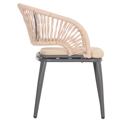 ALUMINUM ARMCHAIR MAGNET HM6287.01 DRAK GREY FRAME-P.E.ROPE IN BEIGE 59x61x81.5Hcm.