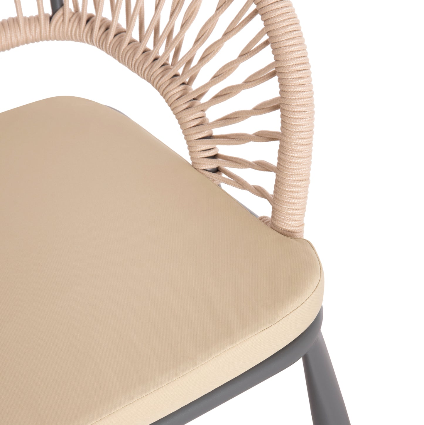 ALUMINUM ARMCHAIR MAGNET HM6287.01 DRAK GREY FRAME-P.E.ROPE IN BEIGE 59x61x81.5Hcm.