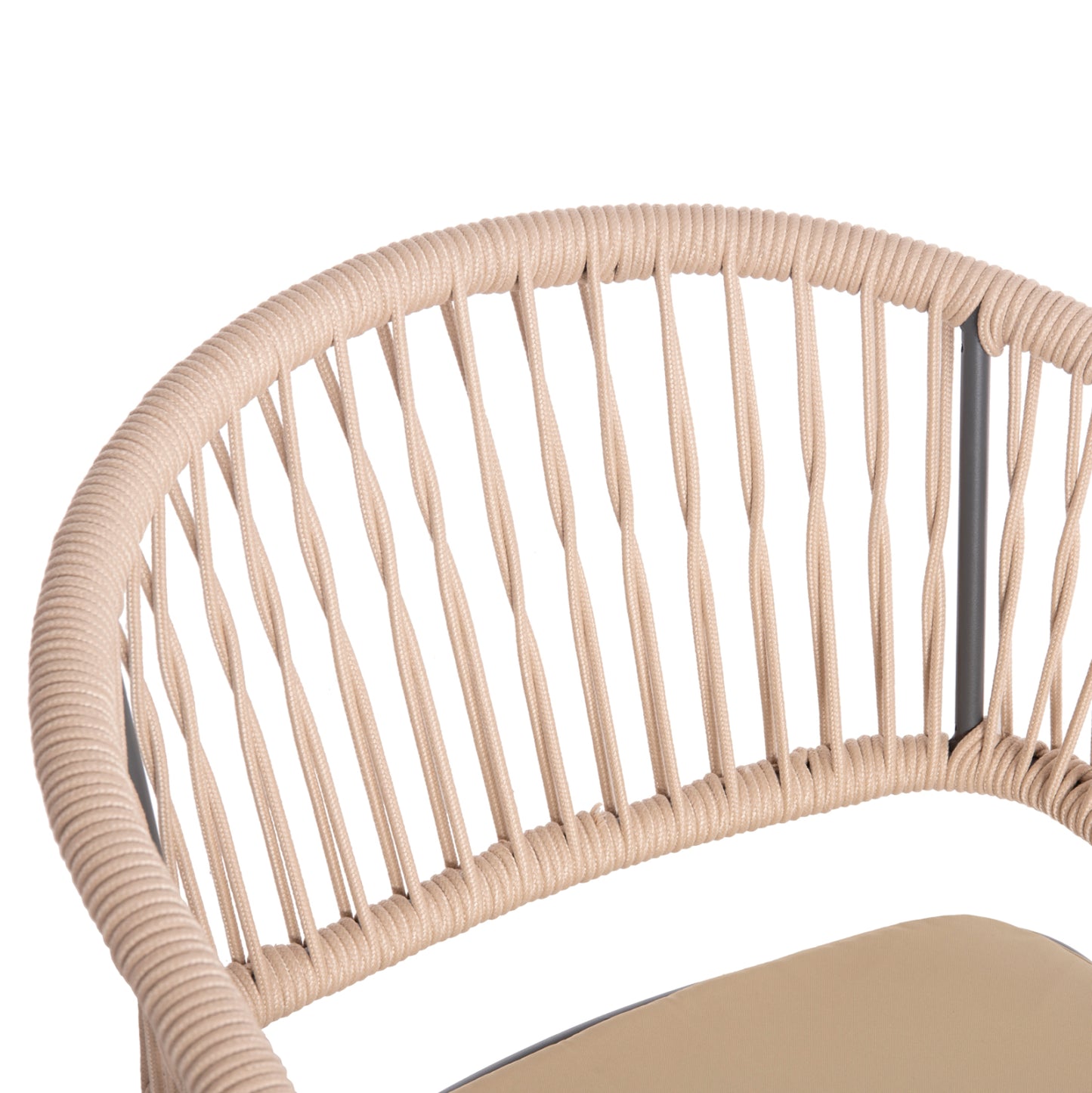 ALUMINUM ARMCHAIR MAGNET HM6287.01 DRAK GREY FRAME-P.E.ROPE IN BEIGE 59x61x81.5Hcm.