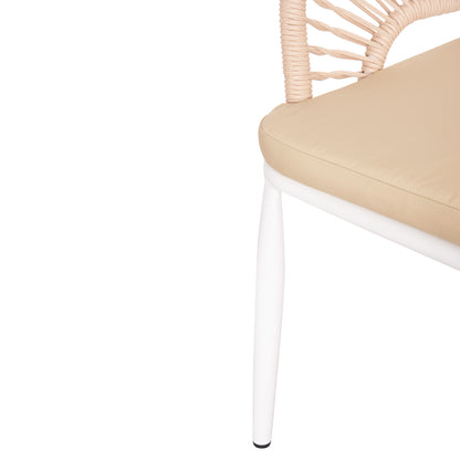 ALUMINUM ARMCHAIR MAGNET HM6287.02 WHITE FRAME-P.E.ROPE IN BEIGE 59x61x81.5Hcm.