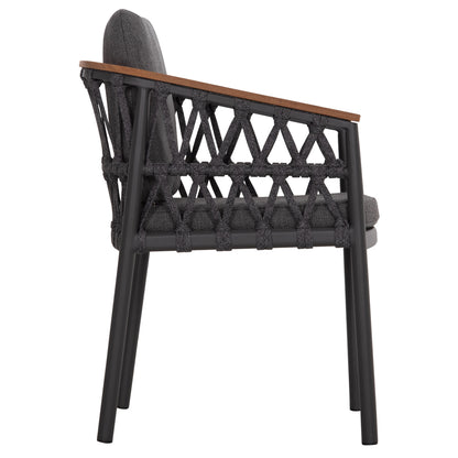 DINING CHAIR STREAM HM6427.01 DARK GREY ALUMINUM-STRAP ROPE & OLEFIN FABRIC 59x63x85Hcm.
