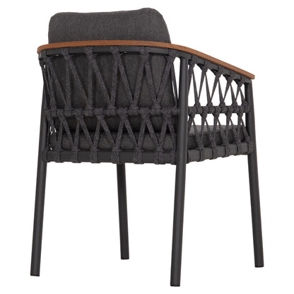 DINING CHAIR STREAM HM6427.01 DARK GREY ALUMINUM-STRAP ROPE & OLEFIN FABRIC 59x63x85Hcm.