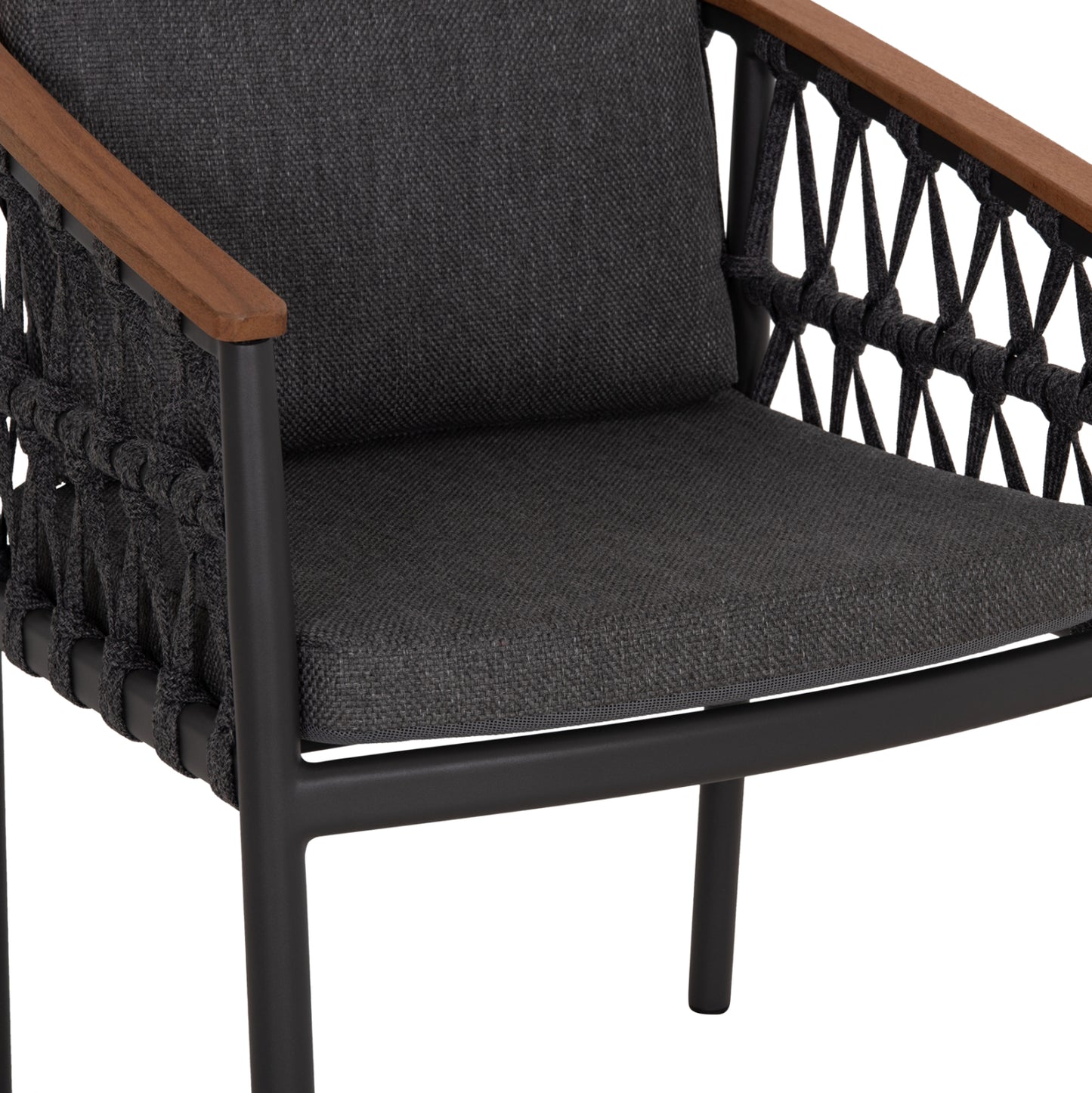 DINING CHAIR STREAM HM6427.01 DARK GREY ALUMINUM-STRAP ROPE & OLEFIN FABRIC 59x63x85Hcm.