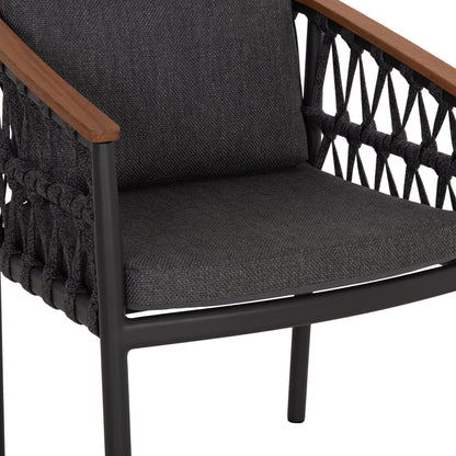 DINING CHAIR STREAM HM6427.01 DARK GREY ALUMINUM-STRAP ROPE & OLEFIN FABRIC 59x63x85Hcm.