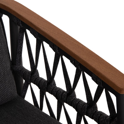 DINING CHAIR STREAM HM6427.01 DARK GREY ALUMINUM-STRAP ROPE & OLEFIN FABRIC 59x63x85Hcm.