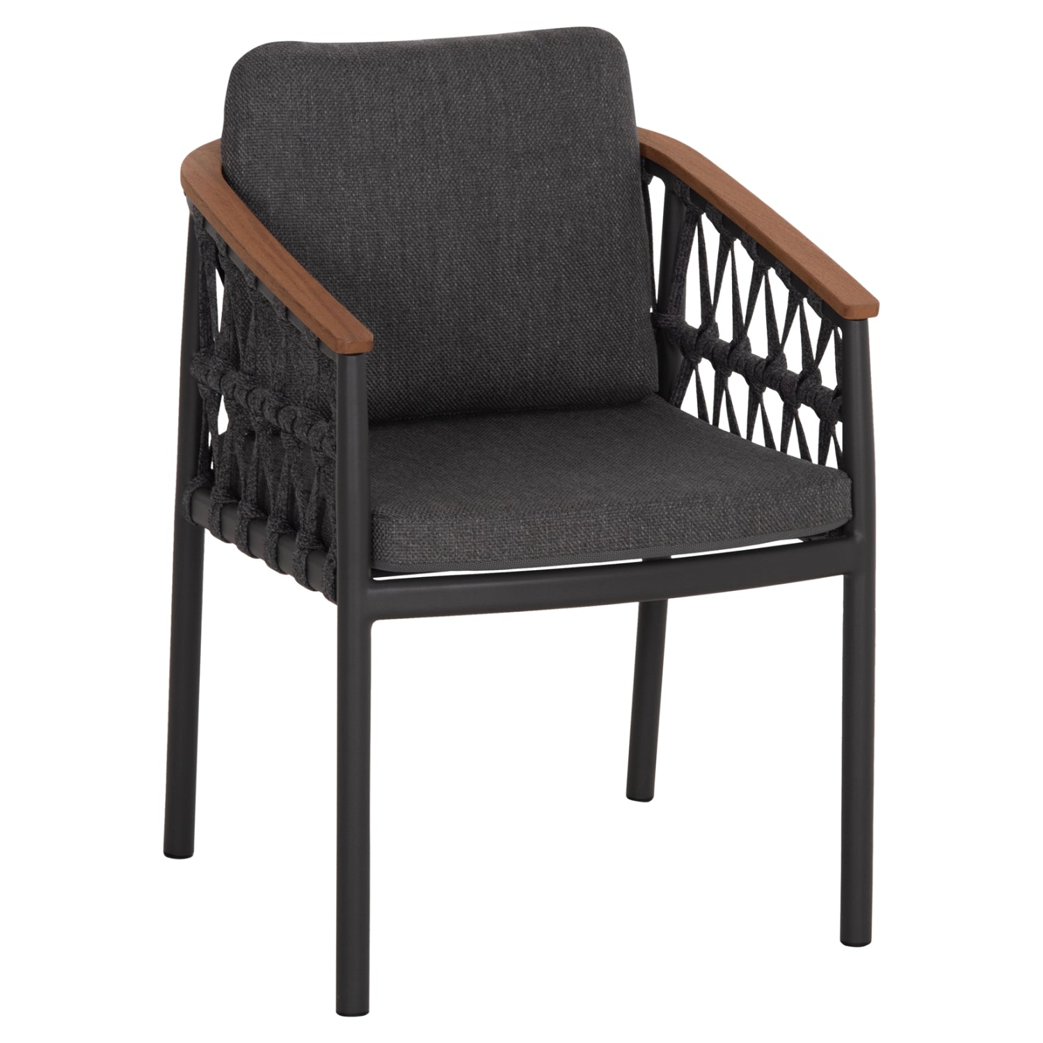 DINING CHAIR STREAM HM6427.01 DARK GREY ALUMINUM-STRAP ROPE & OLEFIN FABRIC 59x63x85Hcm.