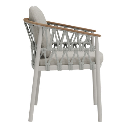 DINING CHAIR STREAM HM6427.02 CREAM WHITE ALUMINUM--BEIGE STRAP ROPE & OLEFIN FABRIC 59x63x85Hcm.