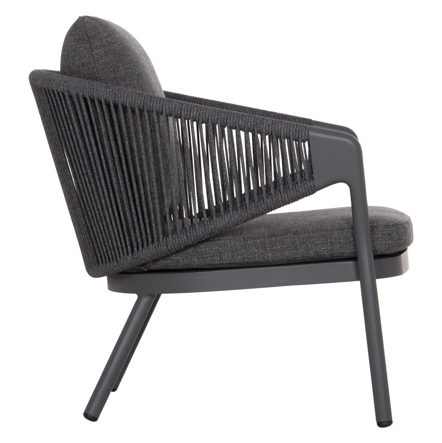 LOUNGE ALUMINUM CHAIR XANTION HM6471.01 WITH ROPE & CUSHIONS--GREY 71.5x77x78Hcm.