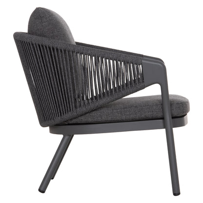 LOUNGE ALUMINUM CHAIR XANTION HM6471.01 WITH ROPE & CUSHIONS--GREY 71.5x77x78Hcm.