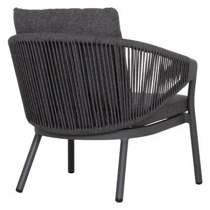 LOUNGE ALUMINUM CHAIR XANTION HM6471.01 WITH ROPE & CUSHIONS--GREY 71.5x77x78Hcm.