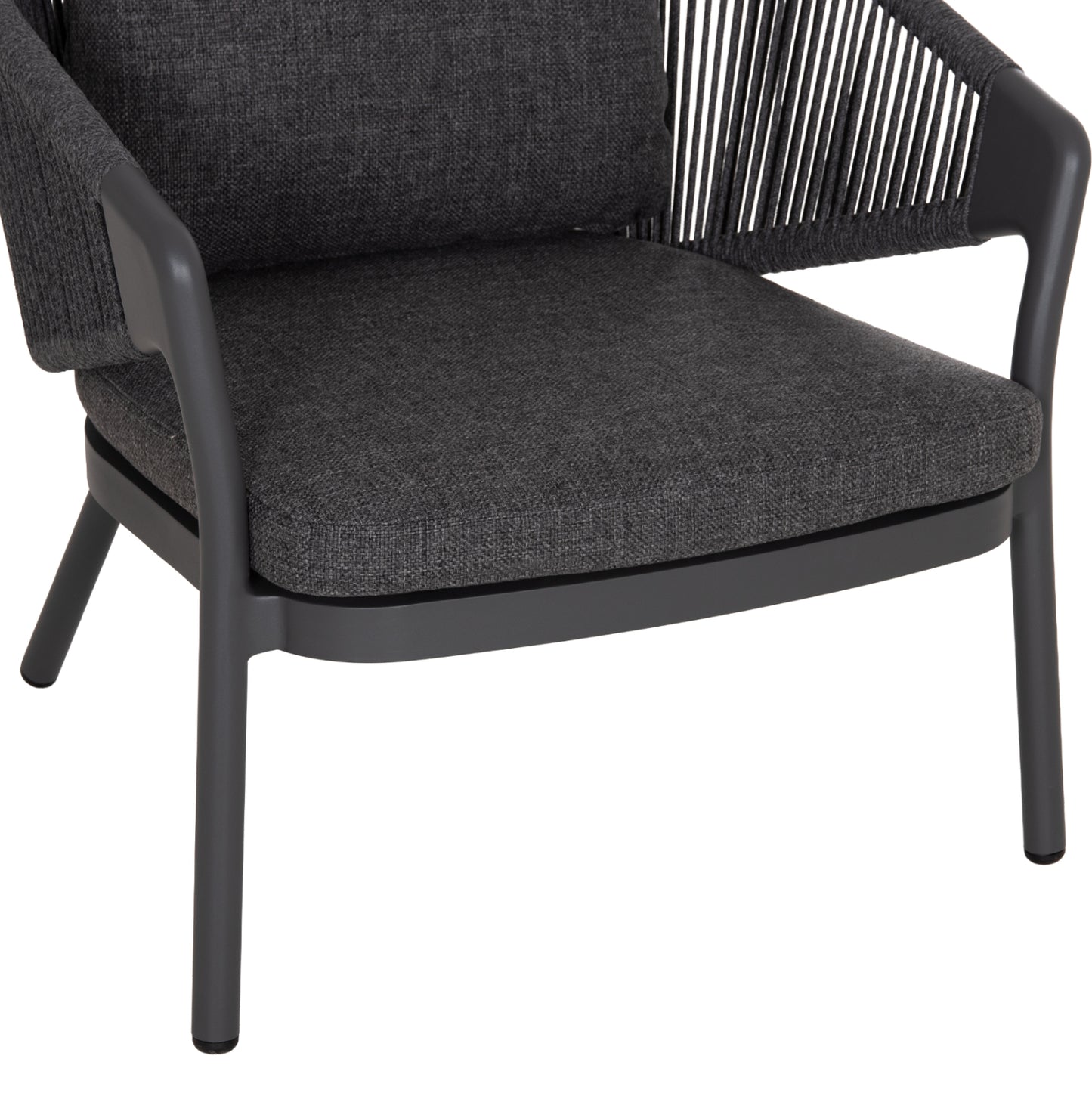 LOUNGE ALUMINUM CHAIR XANTION HM6471.01 WITH ROPE & CUSHIONS--GREY 71.5x77x78Hcm.