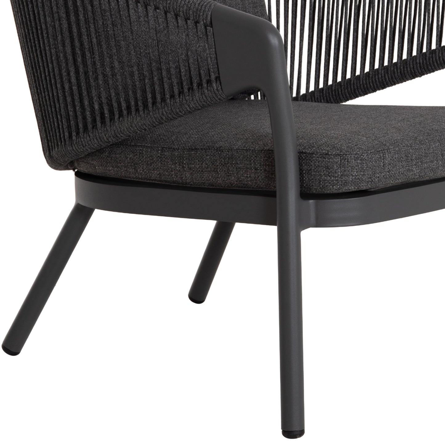 LOUNGE ALUMINUM CHAIR XANTION HM6471.01 WITH ROPE & CUSHIONS--GREY 71.5x77x78Hcm.