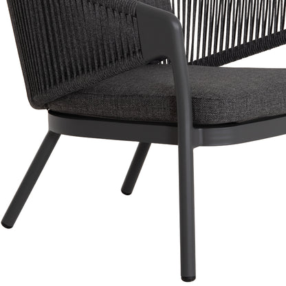 LOUNGE ALUMINUM CHAIR XANTION HM6471.01 WITH ROPE & CUSHIONS--GREY 71.5x77x78Hcm.