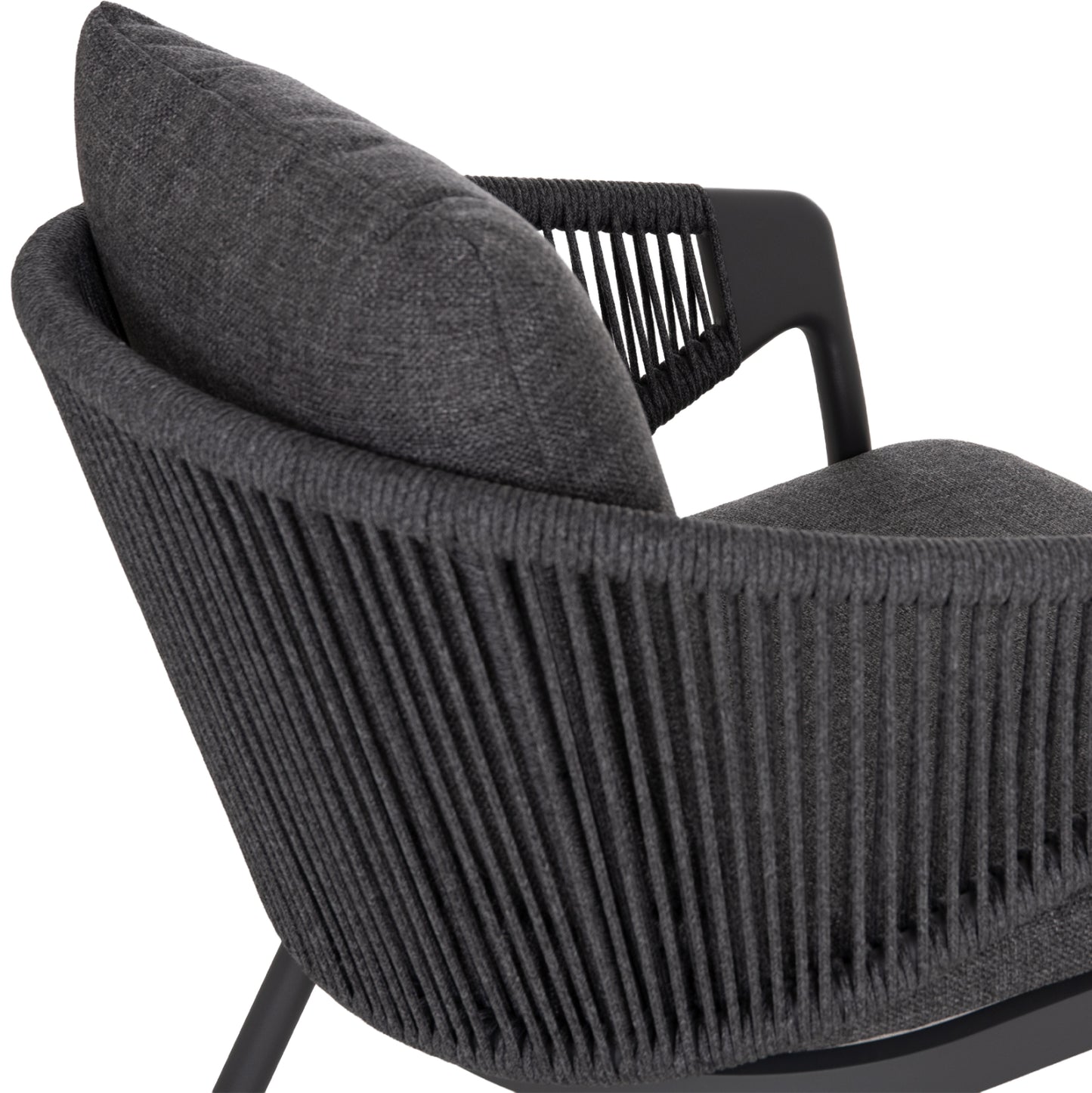 LOUNGE ALUMINUM CHAIR XANTION HM6471.01 WITH ROPE & CUSHIONS--GREY 71.5x77x78Hcm.