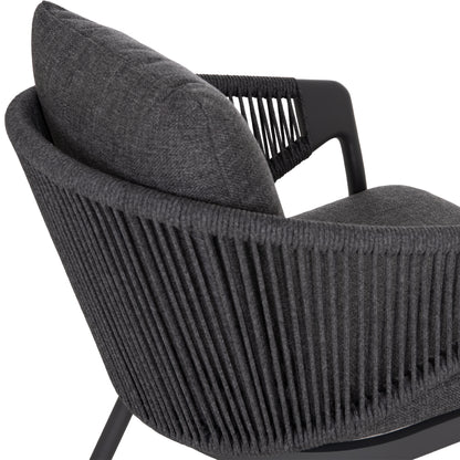 LOUNGE ALUMINUM CHAIR XANTION HM6471.01 WITH ROPE & CUSHIONS--GREY 71.5x77x78Hcm.