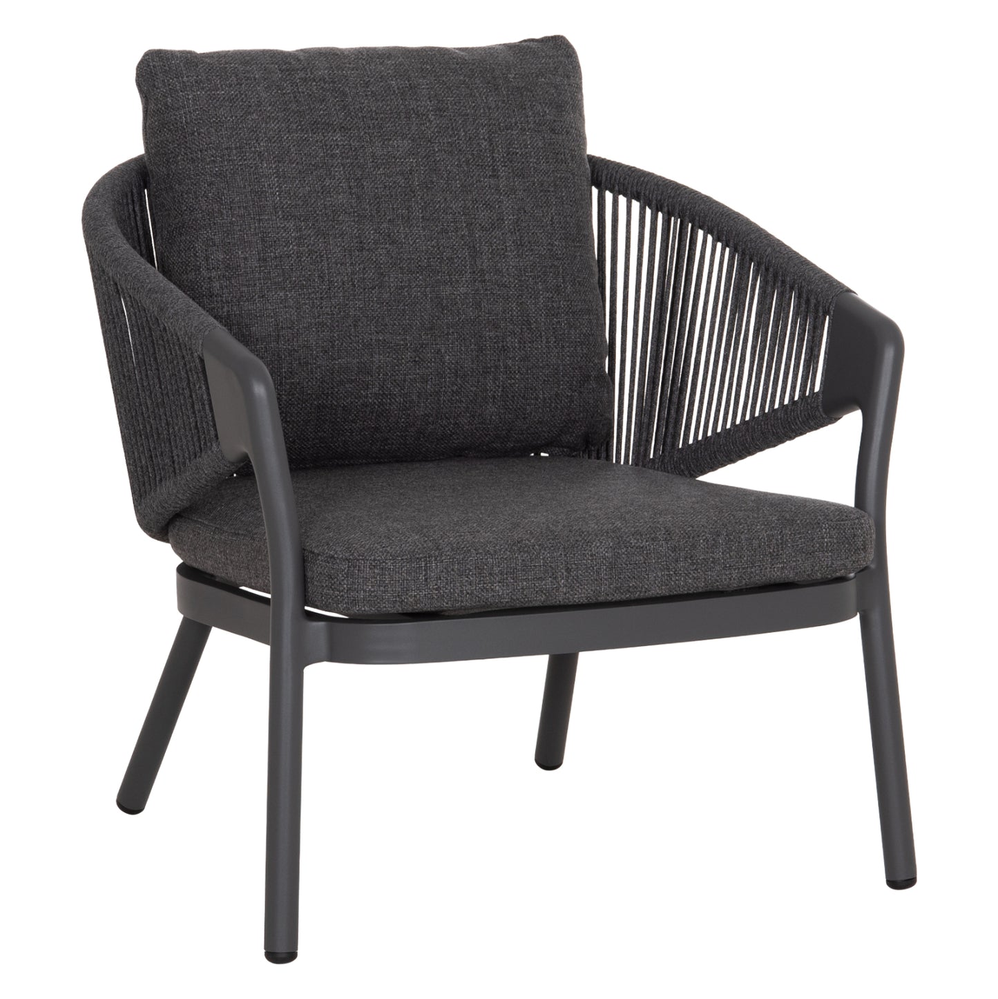 LOUNGE ALUMINUM CHAIR XANTION HM6471.01 WITH ROPE & CUSHIONS--GREY 71.5x77x78Hcm.