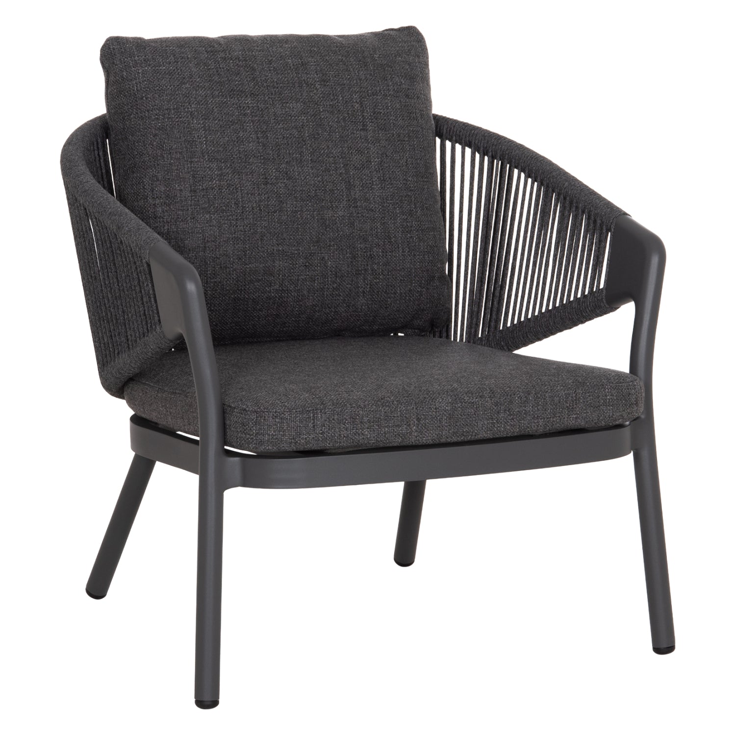 LOUNGE ALUMINUM CHAIR XANTION HM6471.01 WITH ROPE & CUSHIONS--GREY 71.5x77x78Hcm.