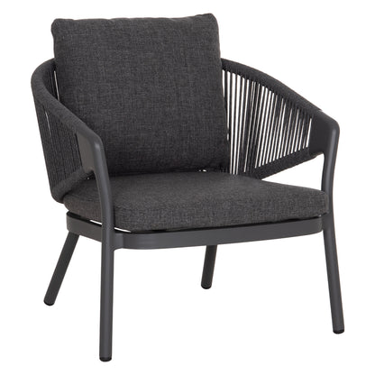 LOUNGE ALUMINUM CHAIR XANTION HM6471.01 WITH ROPE & CUSHIONS--GREY 71.5x77x78Hcm.