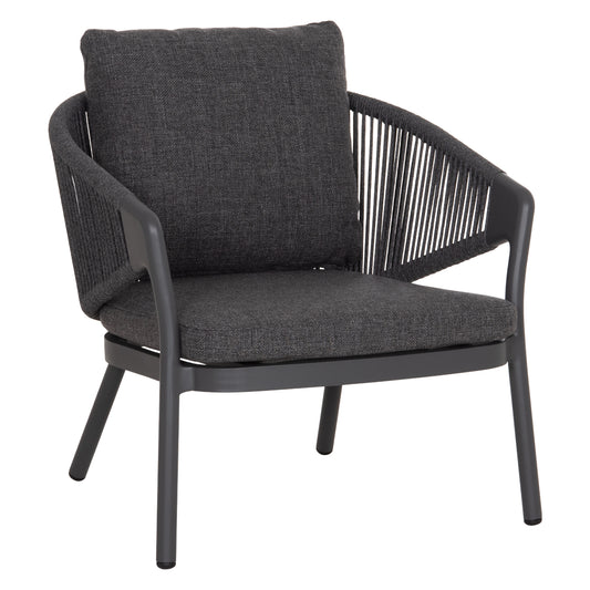 LOUNGE ALUMINUM CHAIR XANTION HM6471.01 WITH ROPE & CUSHIONS--GREY 71.5x77x78Hcm.