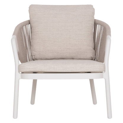 LOUNGE ALUMINUM CHAIR XANTION HM6471.02 WITH ROPE & CUSHIONS--WHITE 71.5x77x78Hcm.