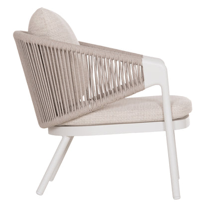 LOUNGE ALUMINUM CHAIR XANTION HM6471.02 WITH ROPE & CUSHIONS--WHITE 71.5x77x78Hcm.