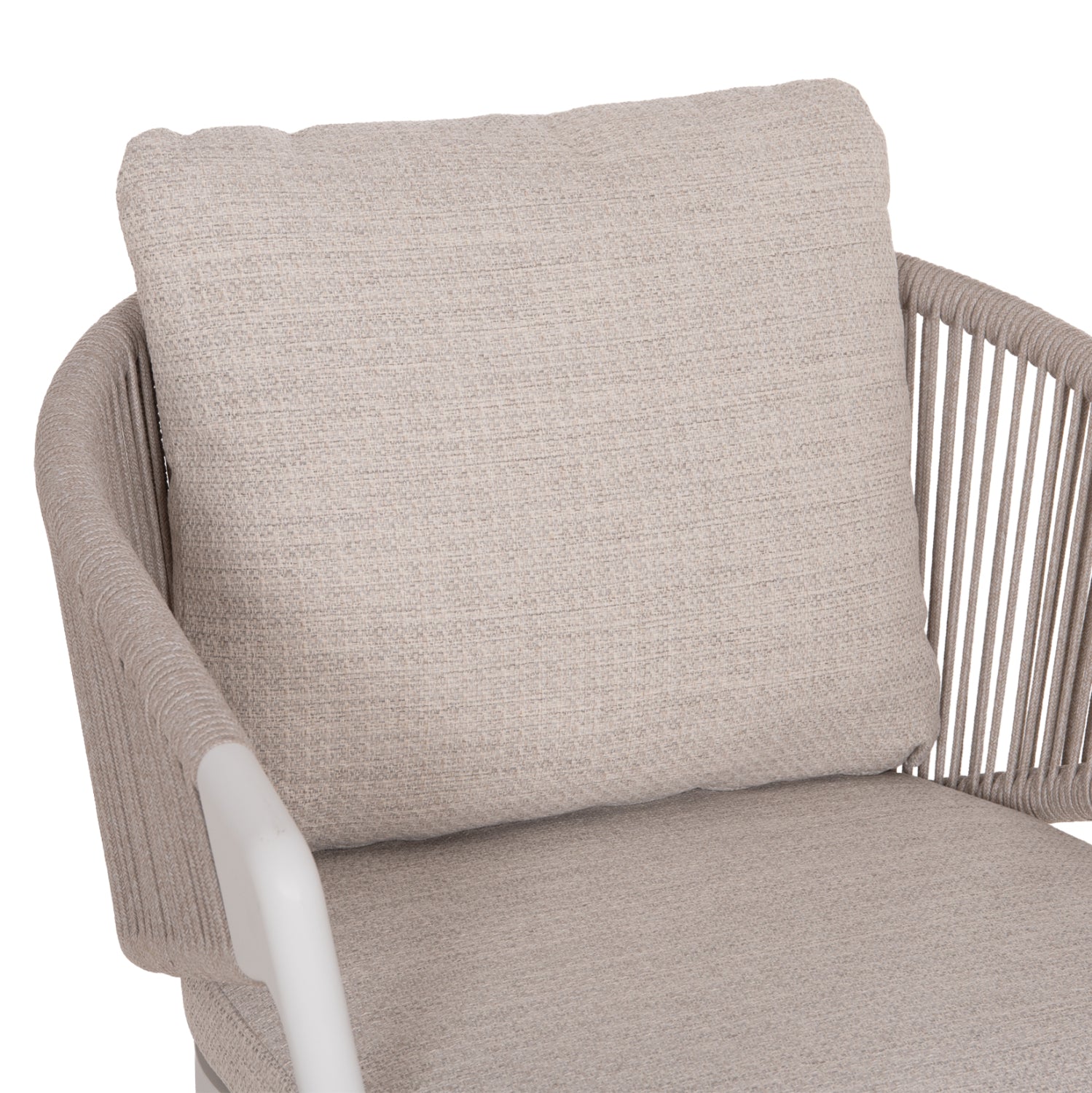 LOUNGE ALUMINUM CHAIR XANTION HM6471.02 WITH ROPE & CUSHIONS--WHITE 71.5x77x78Hcm.