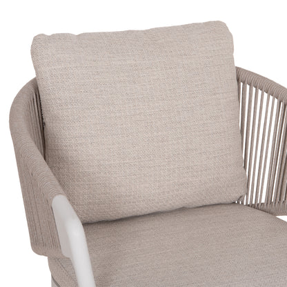 LOUNGE ALUMINUM CHAIR XANTION HM6471.02 WITH ROPE & CUSHIONS--WHITE 71.5x77x78Hcm.