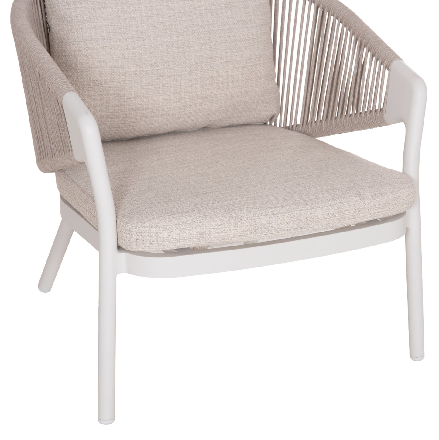 LOUNGE ALUMINUM CHAIR XANTION HM6471.02 WITH ROPE & CUSHIONS--WHITE 71.5x77x78Hcm.