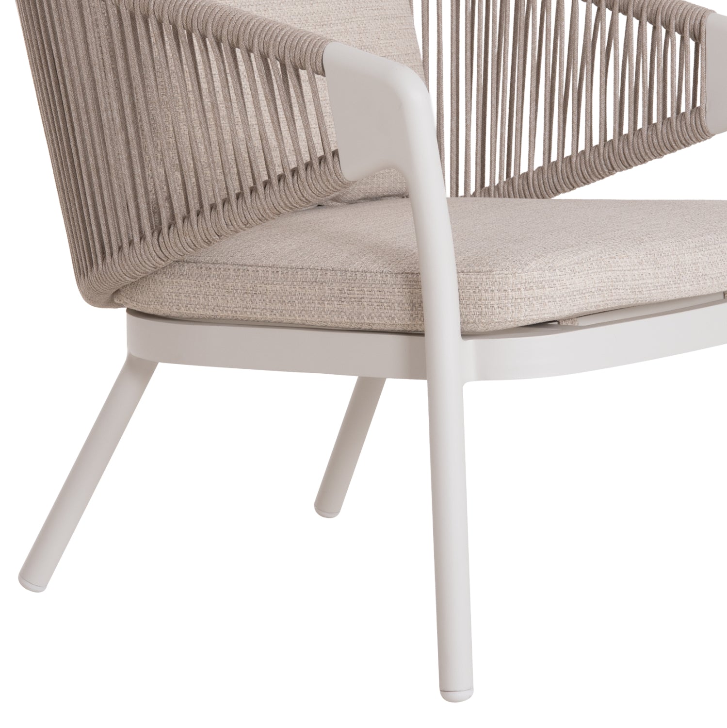 LOUNGE ALUMINUM CHAIR XANTION HM6471.02 WITH ROPE & CUSHIONS--WHITE 71.5x77x78Hcm.