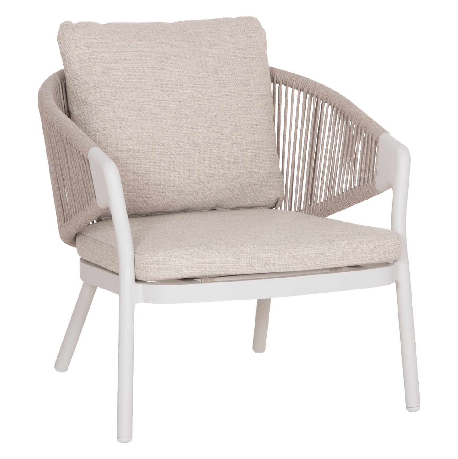 LOUNGE ALUMINUM CHAIR XANTION HM6471.02 WITH ROPE & CUSHIONS--WHITE 71.5x77x78Hcm.