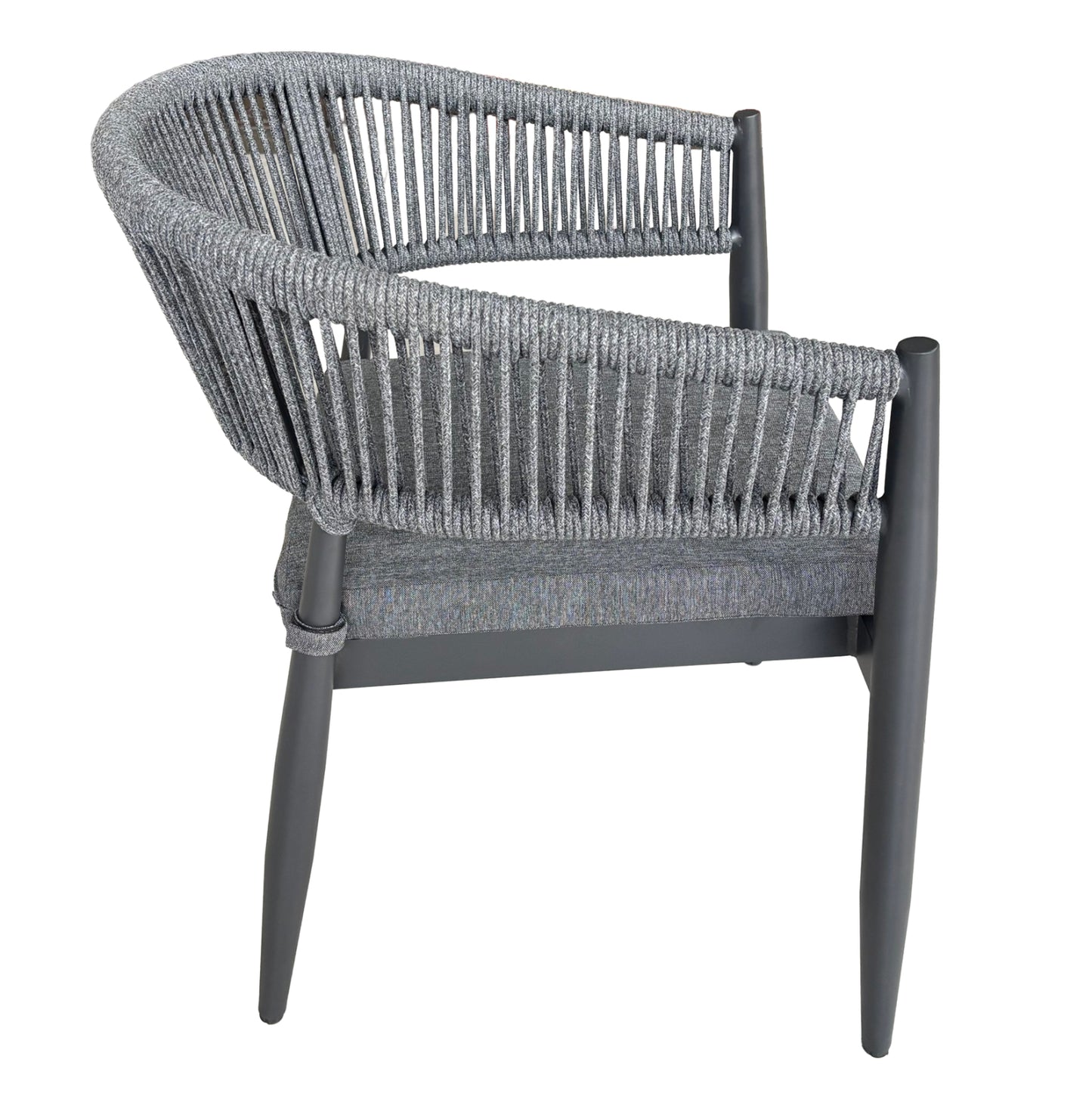 DINING ARMCHAIR LISTON HM6646.01 ALUMINUM-OLEFIN FABRIC-ROPE--CHARCOAL COLOR 58x63x78Hcm