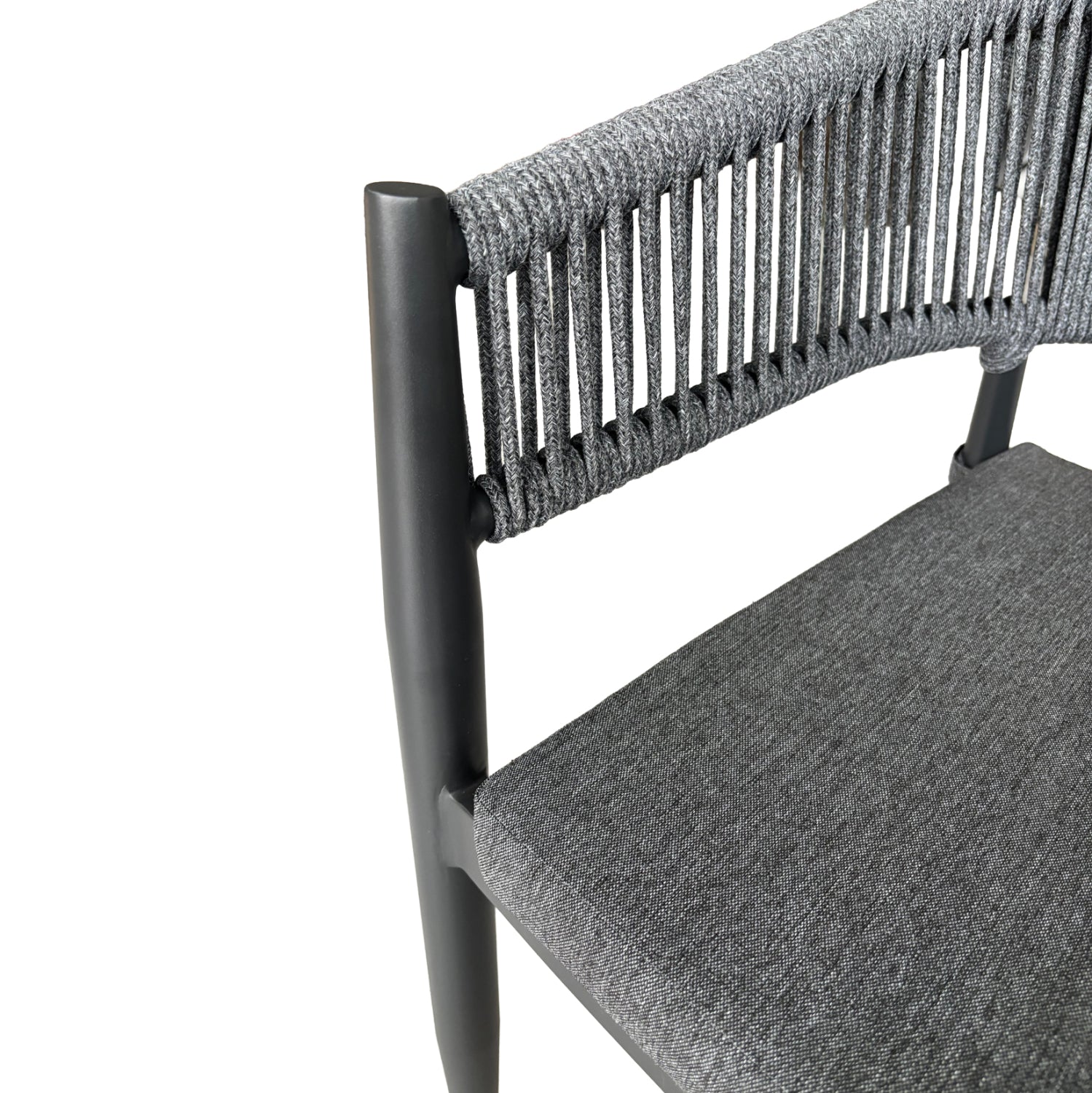 DINING ARMCHAIR LISTON HM6646.01 ALUMINUM-OLEFIN FABRIC-ROPE--CHARCOAL COLOR 58x63x78Hcm