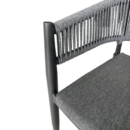 DINING ARMCHAIR LISTON HM6646.01 ALUMINUM-OLEFIN FABRIC-ROPE--CHARCOAL COLOR 58x63x78Hcm