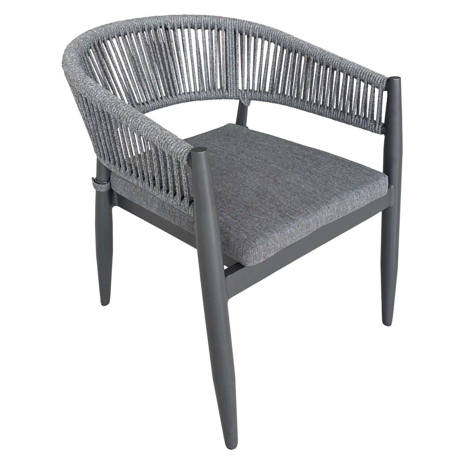 DINING ARMCHAIR LISTON HM6646.01 ALUMINUM-OLEFIN FABRIC-ROPE--CHARCOAL COLOR 58x63x78Hcm