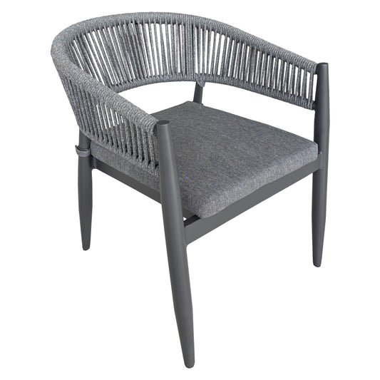 DINING ARMCHAIR LISTON HM6646.01 ALUMINUM-OLEFIN FABRIC-ROPE--CHARCOAL COLOR 58x63x78Hcm
