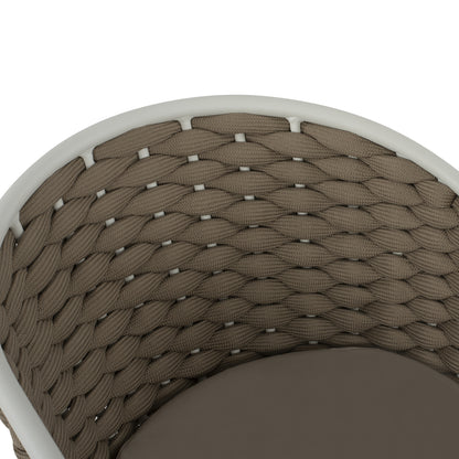 ARMCHAIR ALUMINUM HM5859.02 WHITE AND BEIGE FOAMY ROPE