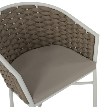 ARMCHAIR ALUMINUM HM5859.02 WHITE AND BEIGE FOAMY ROPE