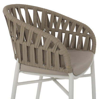 ARMCHAIR ALUMINUM WHITE WITH BEIGE ROPE 57x56x78Η cm.HM5857.02