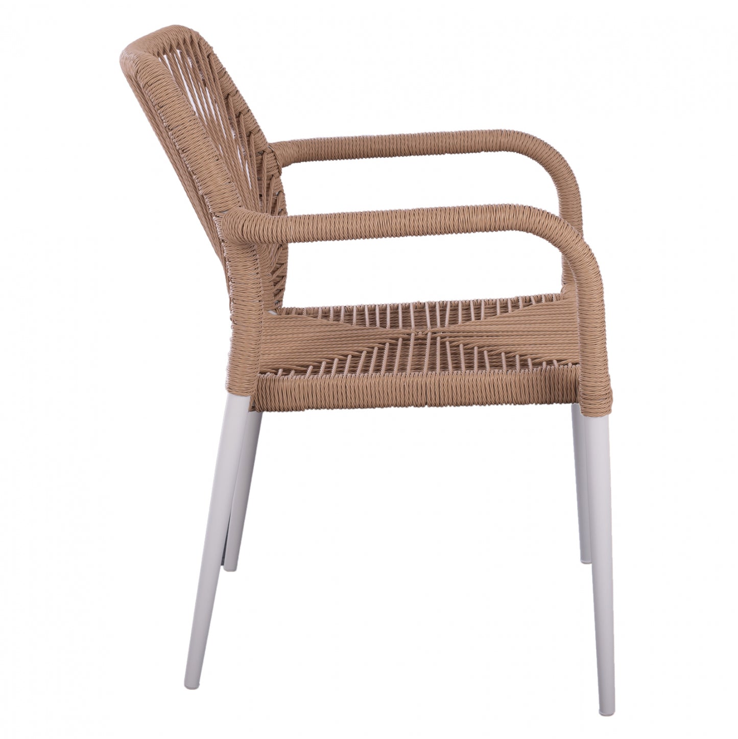 WHITE ALUMINUM ARMCHAIR WITH BEIGE PE ROPE HM5771.01 55Χ63Χ82Η cm.