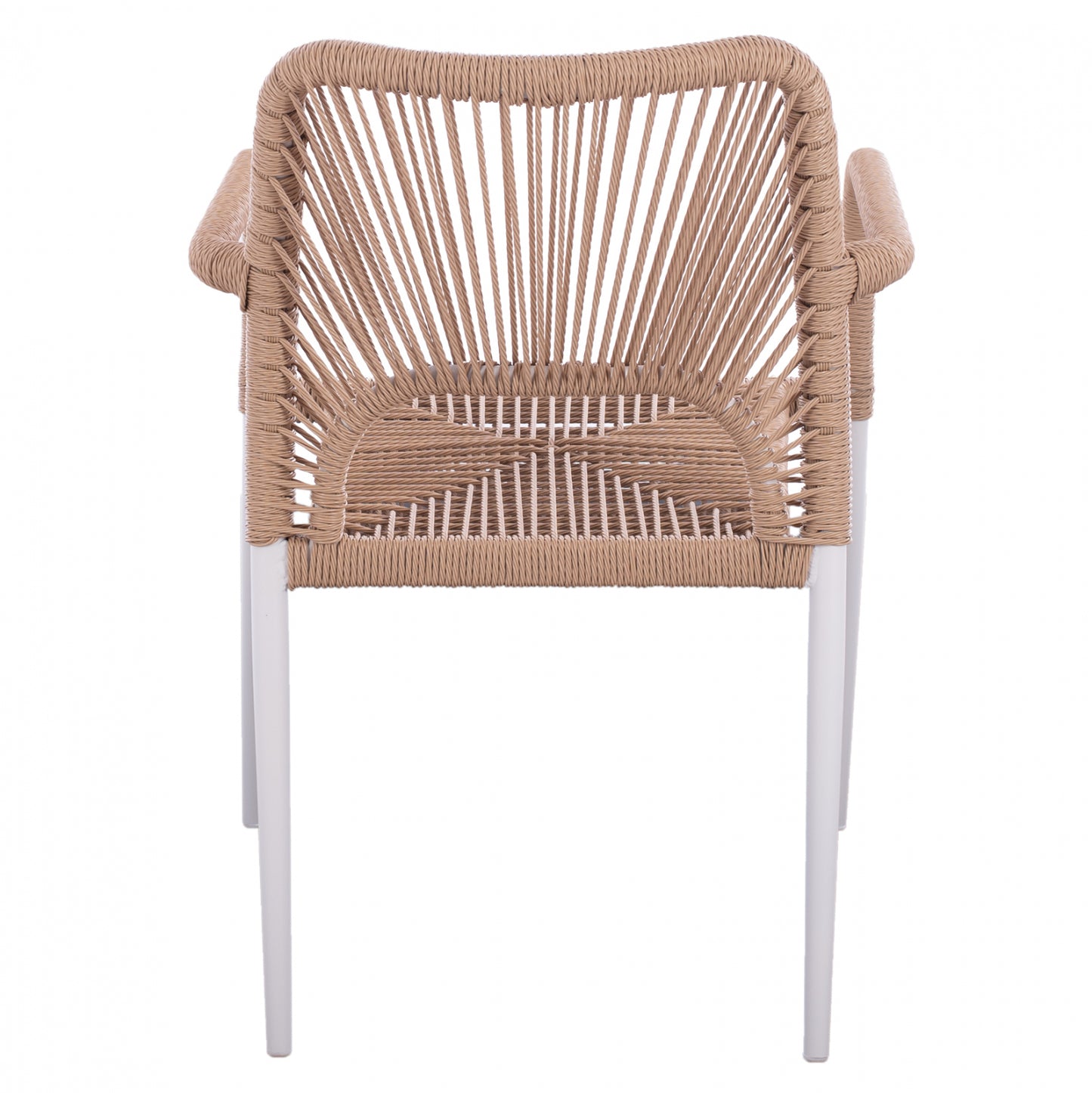 WHITE ALUMINUM ARMCHAIR WITH BEIGE PE ROPE HM5771.01 55Χ63Χ82Η cm.