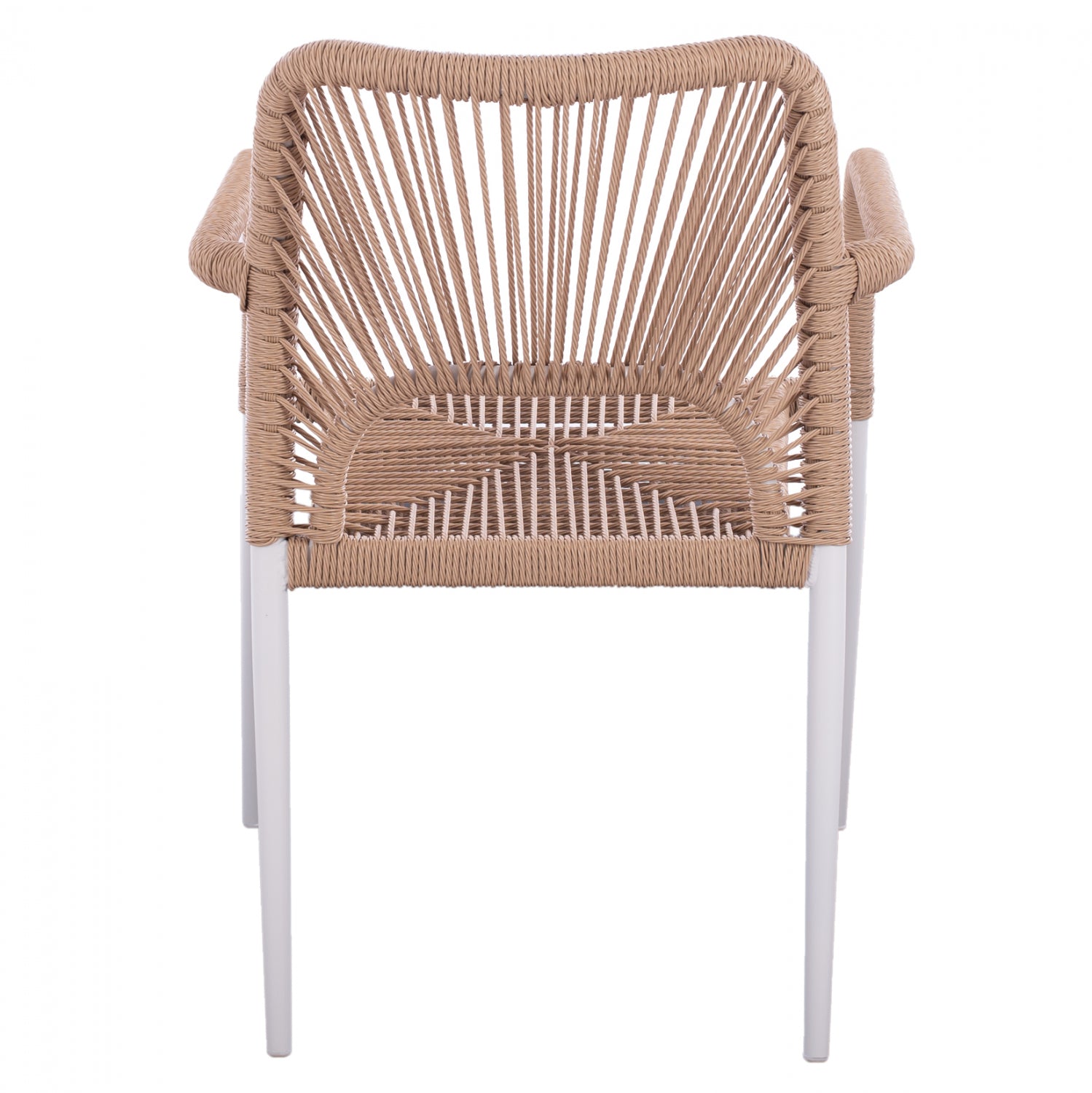 WHITE ALUMINUM ARMCHAIR WITH BEIGE PE ROPE HM5771.01 55Χ63Χ82Η cm.
