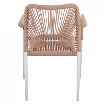 WHITE ALUMINUM ARMCHAIR WITH BEIGE PE ROPE HM5771.01 55Χ63Χ82Η cm.