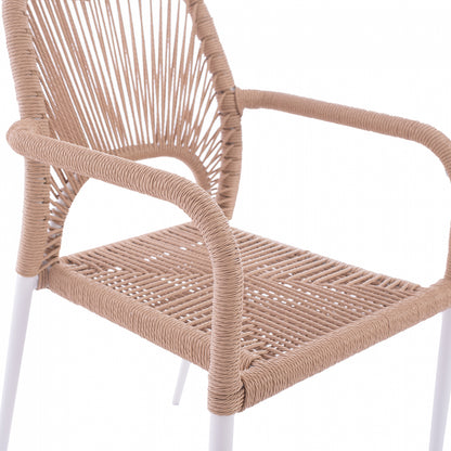 WHITE ALUMINUM ARMCHAIR WITH BEIGE PE ROPE HM5771.01 55Χ63Χ82Η cm.