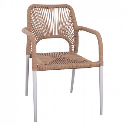 WHITE ALUMINUM ARMCHAIR WITH BEIGE PE ROPE HM5771.01 55Χ63Χ82Η cm.