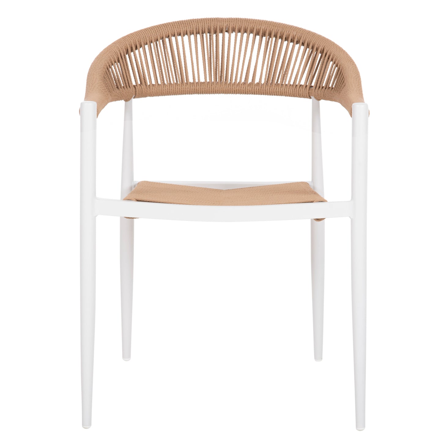 ARMCHAIR ALUMINUM GRET HM5854.01 WHITE WITH BEIGE PE RATTAN  56x55.5x78H