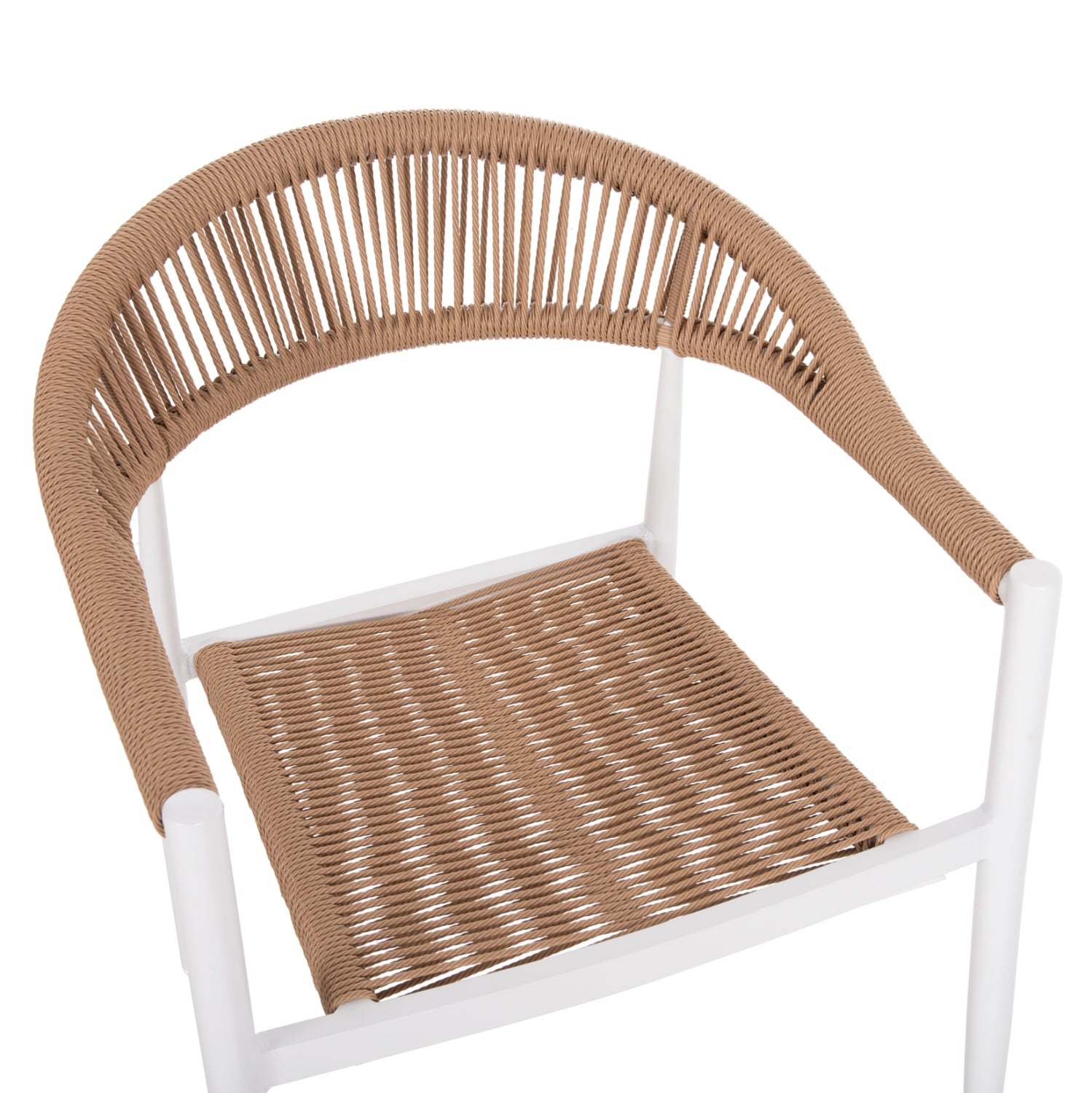 ARMCHAIR ALUMINUM GRET HM5854.01 WHITE WITH BEIGE PE RATTAN  56x55.5x78H
