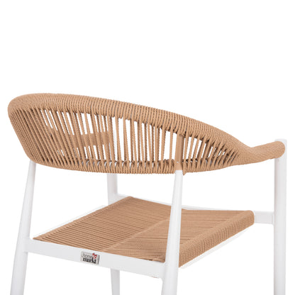 ARMCHAIR ALUMINUM GRET HM5854.01 WHITE WITH BEIGE PE RATTAN  56x55.5x78H