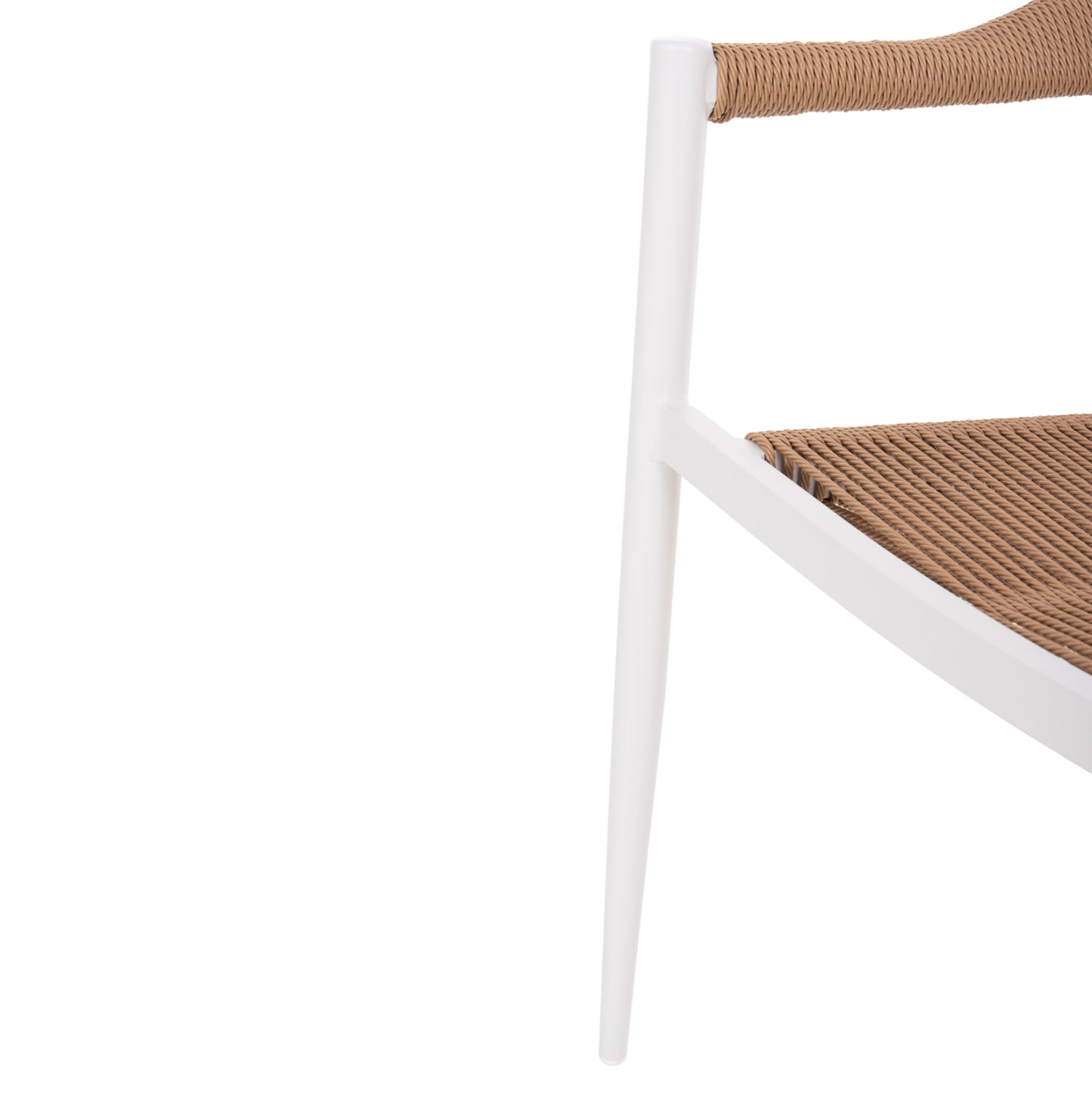 ARMCHAIR ALUMINUM GRET HM5854.01 WHITE WITH BEIGE PE RATTAN  56x55.5x78H
