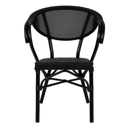 Aluminum Armchiar Bamboo Look Black with textline HM5025.02 59x60x82 cm