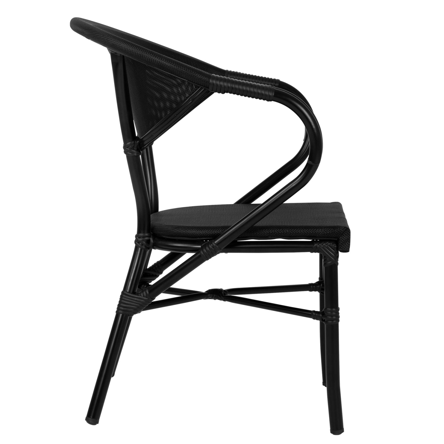 Aluminum Armchiar Bamboo Look Black with textline HM5025.02 59x60x82 cm